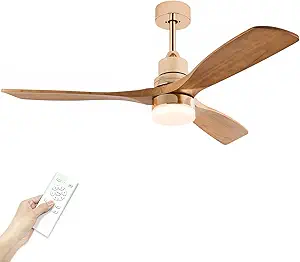 Read more about the article Modern Indoor Ceiling Fan with Light Remote Control, 3 Solid Wood Blades, 6 Speed DC Motor,22W Dual Color LED, Outdoor Ceiling Fan Chandelier for Living Room,