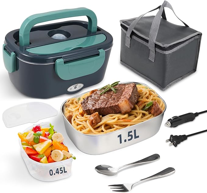 Read more about the article Electric Lunch Box 60W Food Heater, 12/24/110V Portable Lunch Warmer for Car/Truck/Office