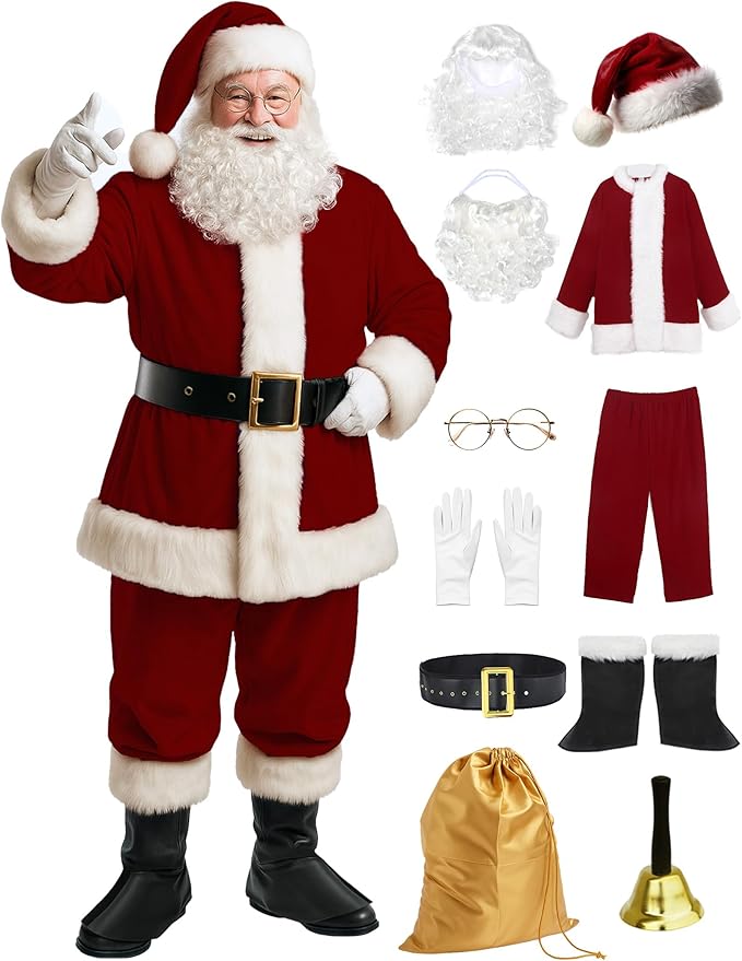 Read more about the article Men’s Deluxe Santa Suit 11pc. Christmas Adult Santa Claus Costume
