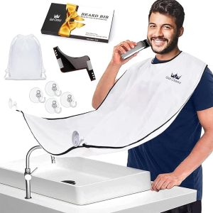 et Classy Beard Bib Apron – Hair Catcher For Men Shaving & Trimming – Grooming Apron Bib with 4 Suction Cups – 1 Size Fits All – Beard Comb